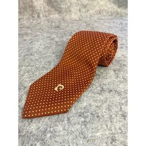 Pierre Cardin Tie, Brown with White Polka Dots, Polyester, 1970's, Vintage